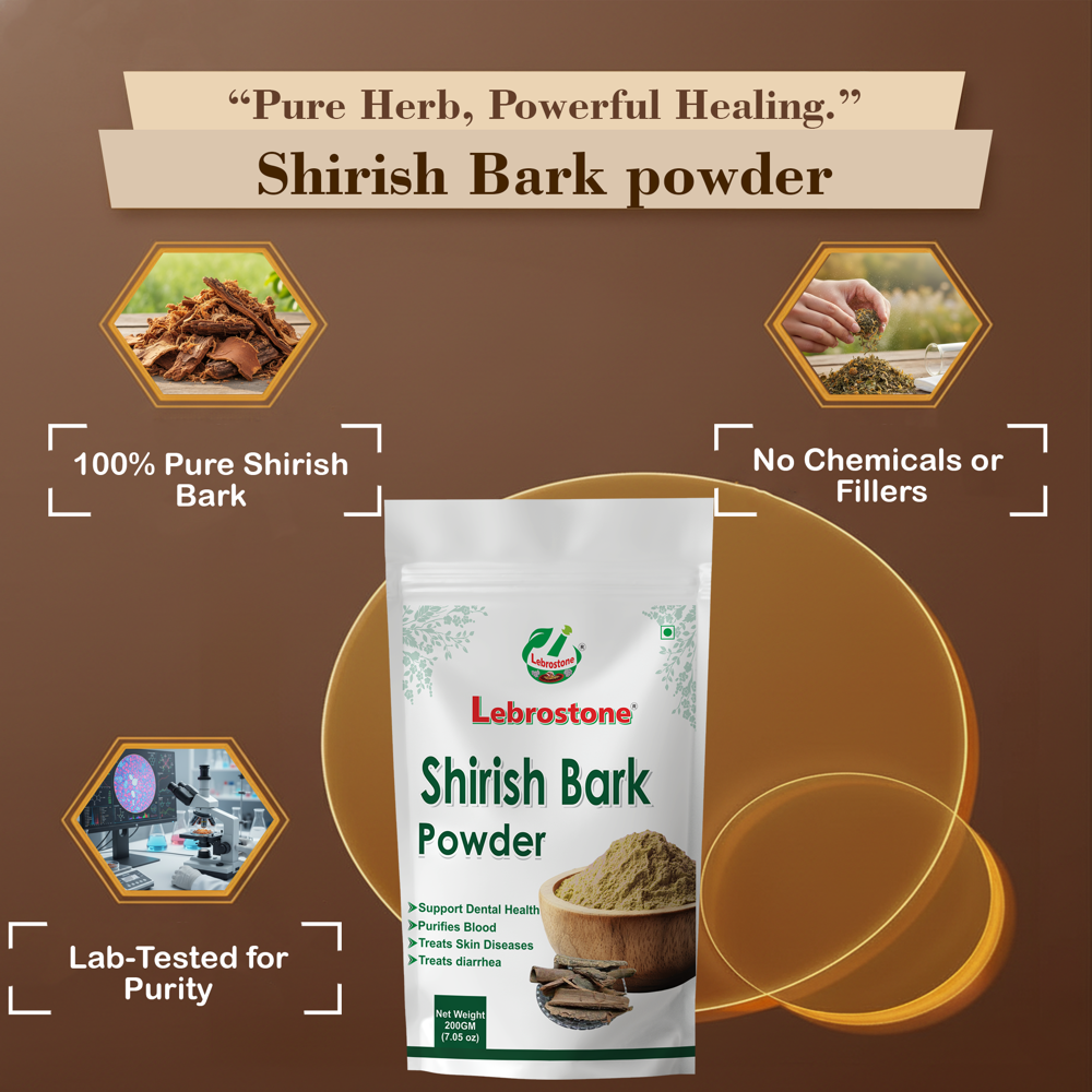 Lebrostone Shirish Bark Powder  Herbal Remedy for Skin Health, Allergy Relief & Lung Support(200g)