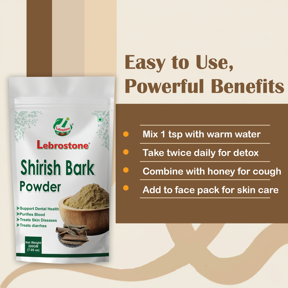 Lebrostone Shirish Bark Powder  Herbal Remedy for Skin Health, Allergy Relief & Lung Support(200g)