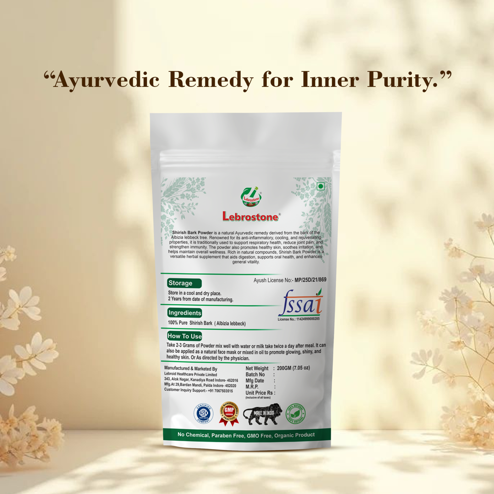 Lebrostone Shirish Bark Powder  Herbal Remedy for Skin Health, Allergy Relief & Lung Support(200g)