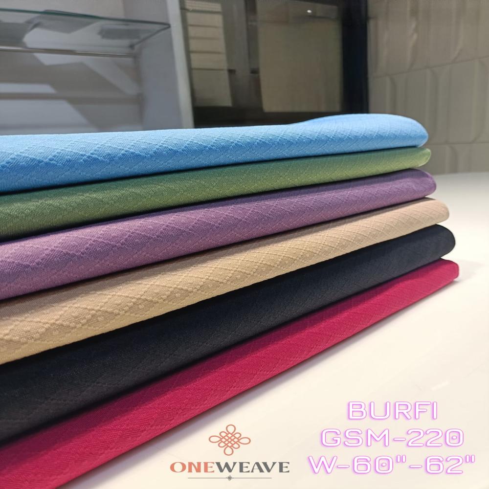 Barfi Soft Polyester Lycra Fabric Gsm-220 - Color: Multi