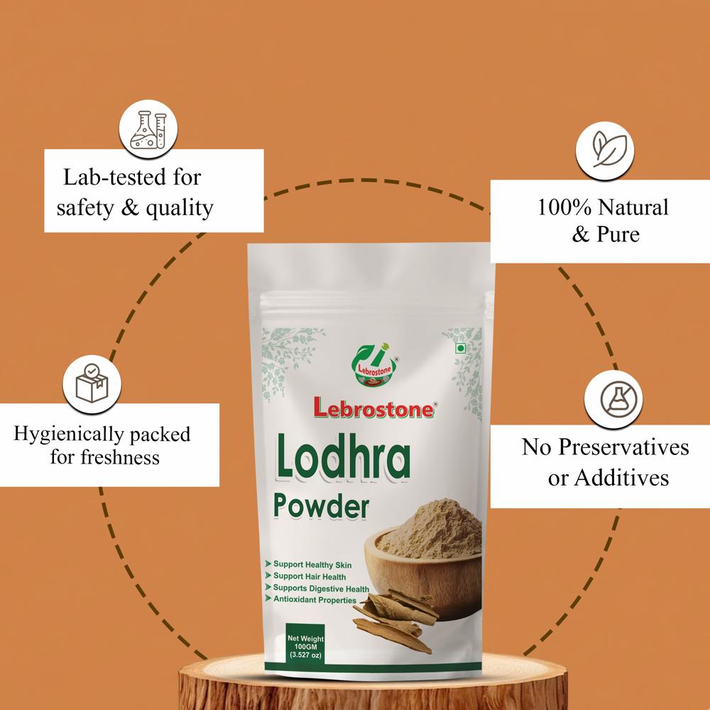 Lebrostone Lodhra Herbal Powder | Skin Glow, Digestive Balance & Detox Support|100g