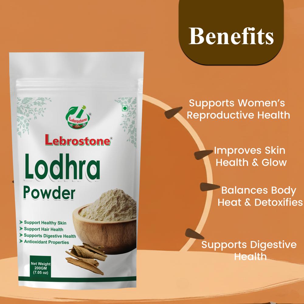 Lebrostone Lodhra Herbal Powder | Skin Glow, Digestive Balance & Detox Support|200g
