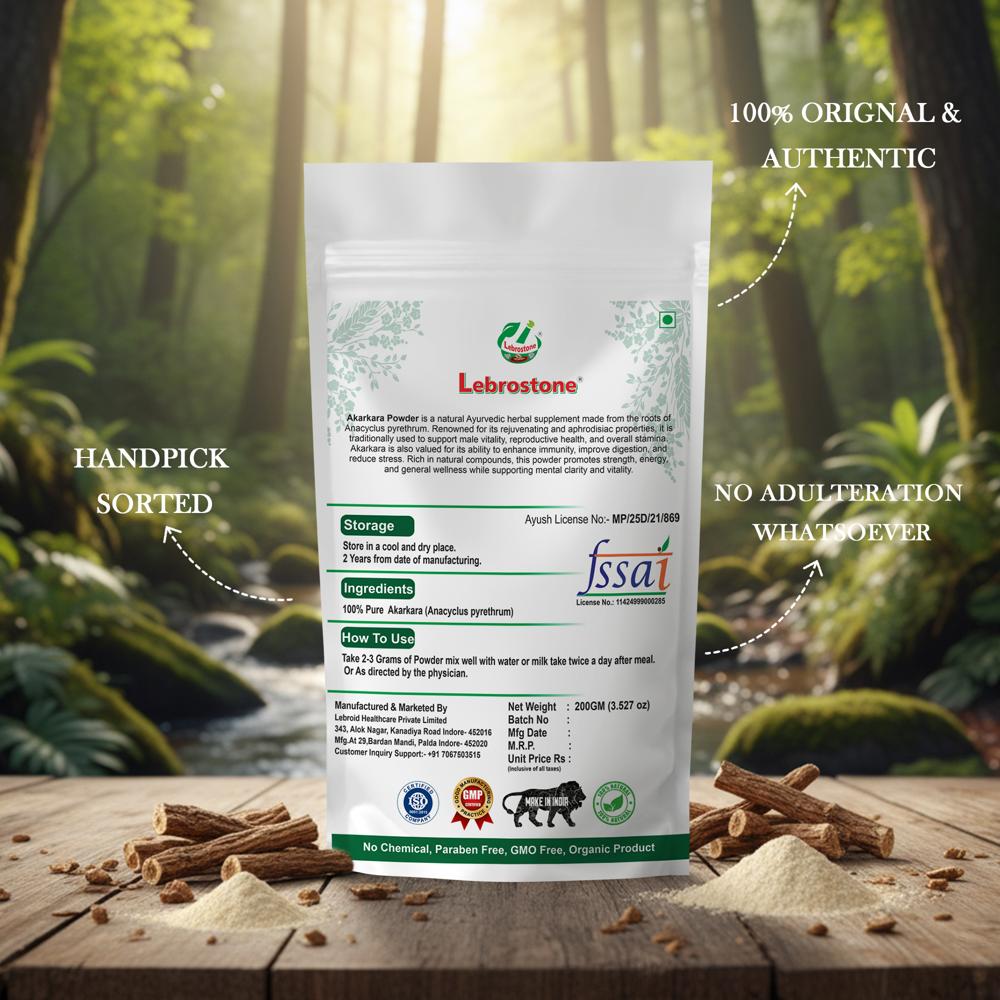 Lebrostone Akarkara Powder | Supports Joint Comfort, Digestion, Oral Care & Detox|200g