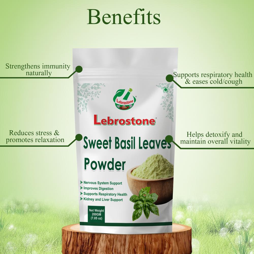 Lebrostone Sweet Basil Leaves Powder  Natural Immunity Booster, Stress Relief & Cold/Cough Support(200g)