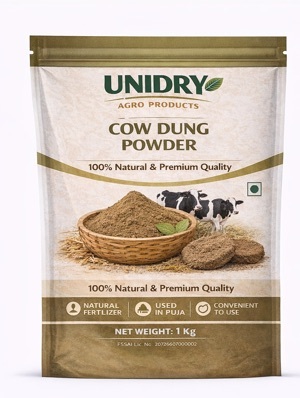 Dry cow dung powder