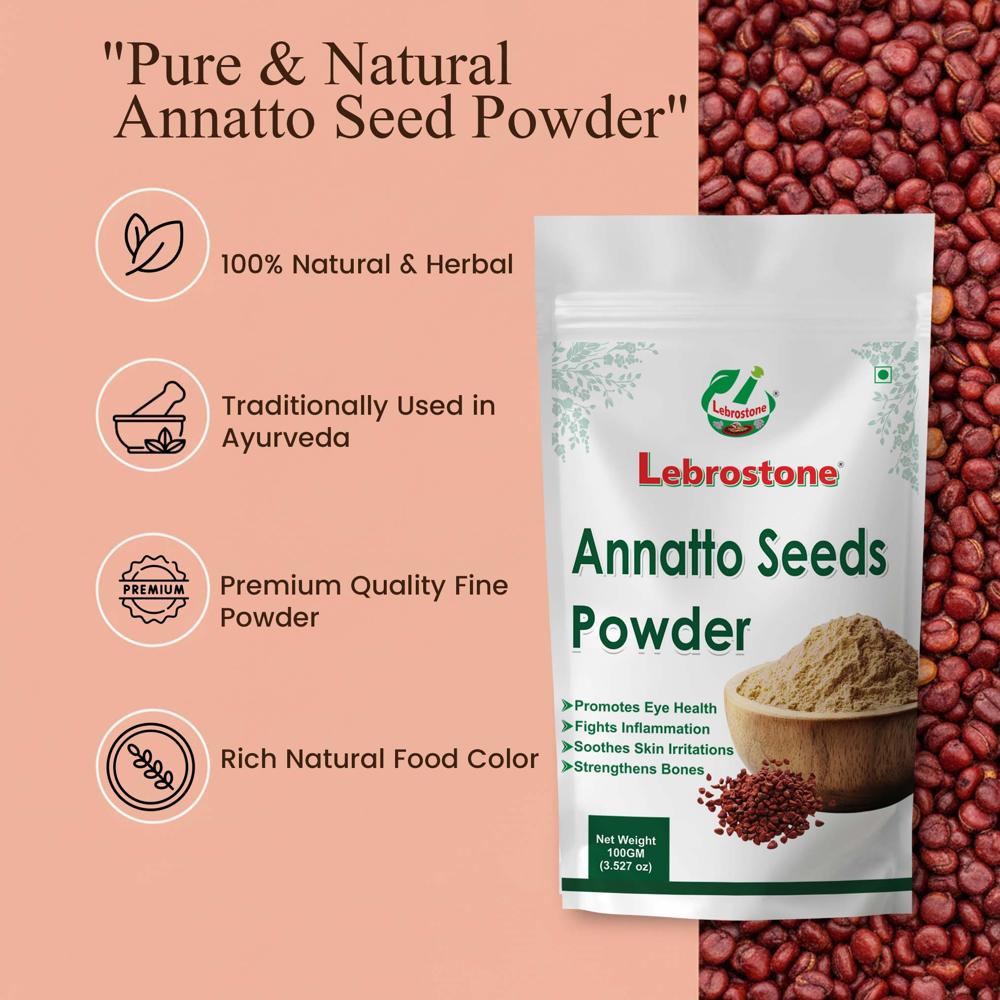 Lebrostone Annatto Seeds Powder Rich in Antioxidants & Vitamin E for Skin, Eye, Heart & Bone Health(100g)