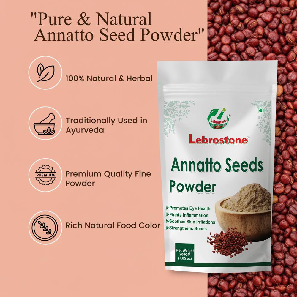 Lebrostone Annatto Seeds Powder  Rich in Antioxidants & Vitamin E for Skin, Eye, Heart & Bone Health(200g)