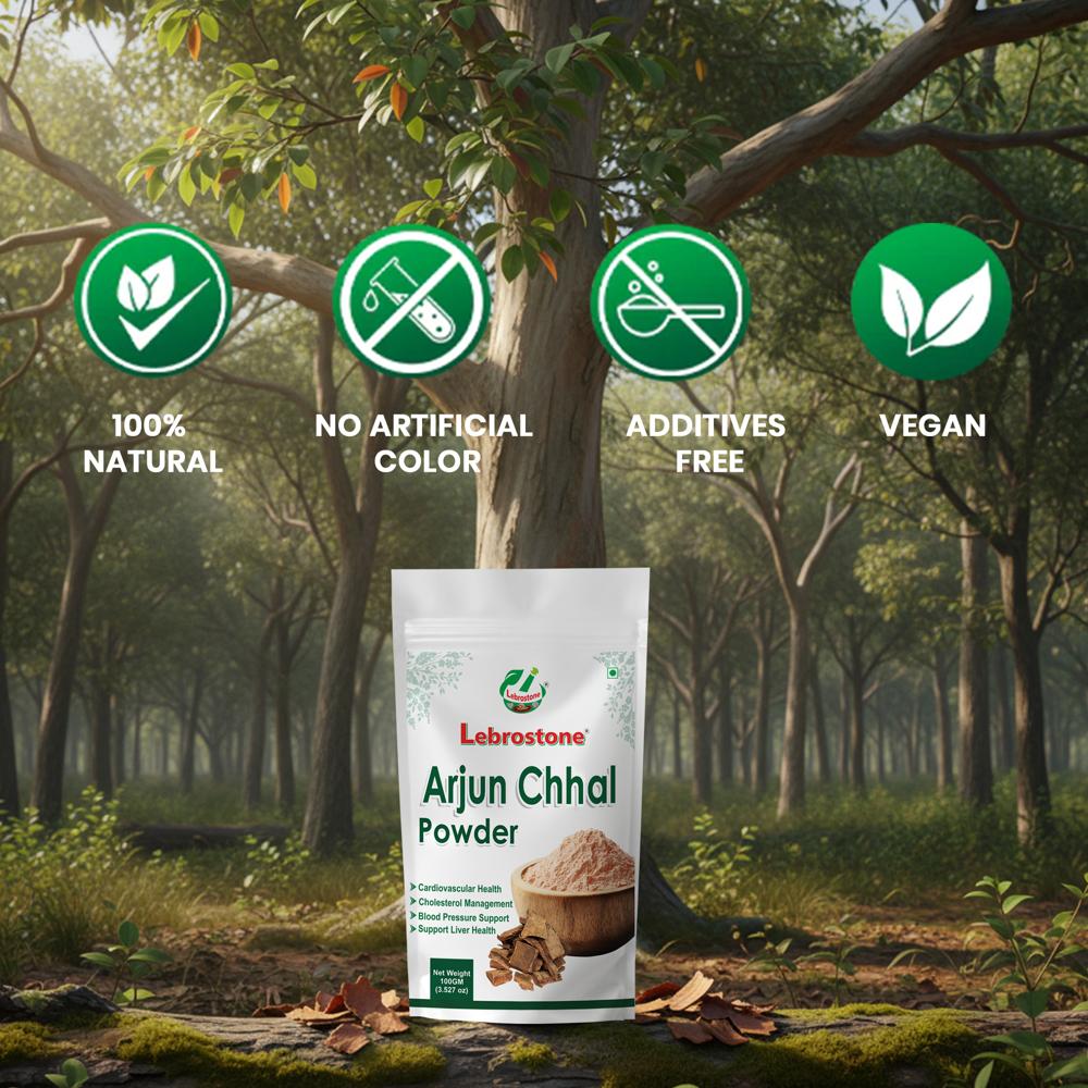Lebrostone Arjun Chhal Powder | Heart Health, Blood Circulation, Liver & Digestive Support(100g)
