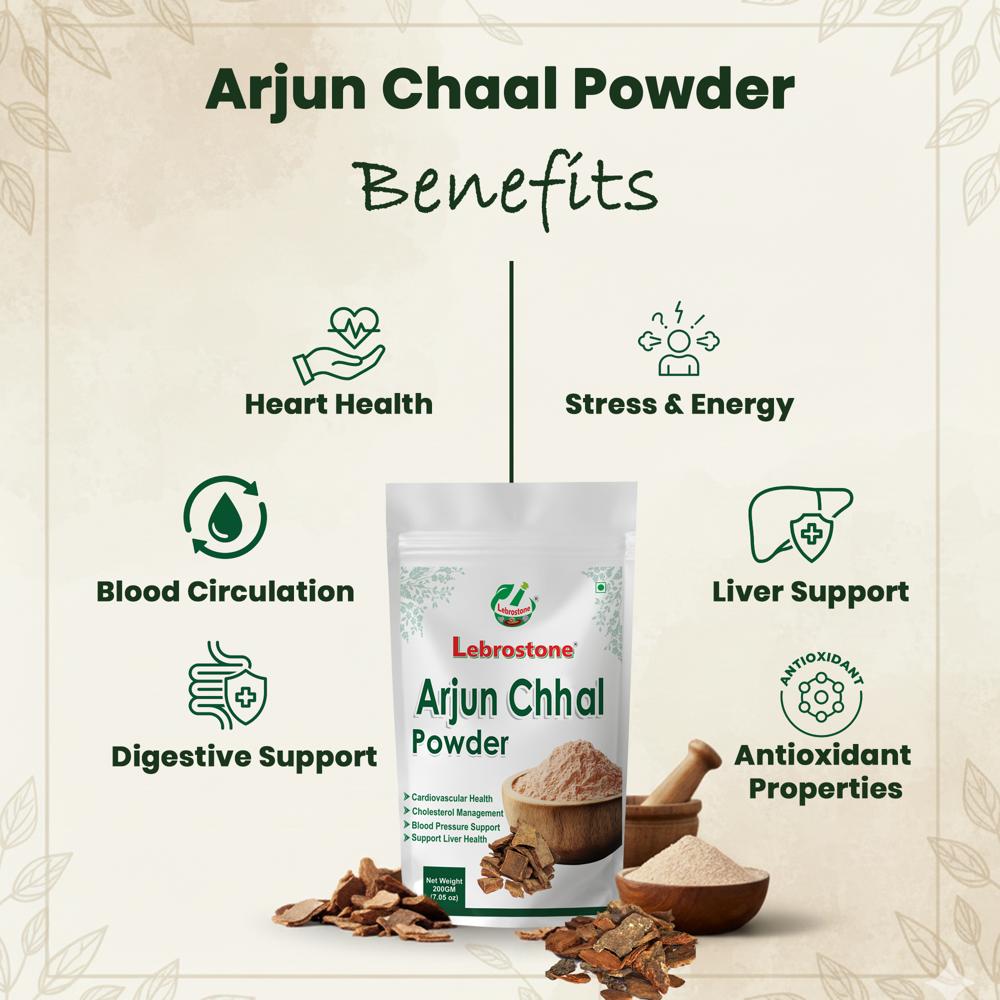 Lebrostone Arjun Chhal Powder | Heart Health, Blood Circulation, Liver & Digestive Support(200g)