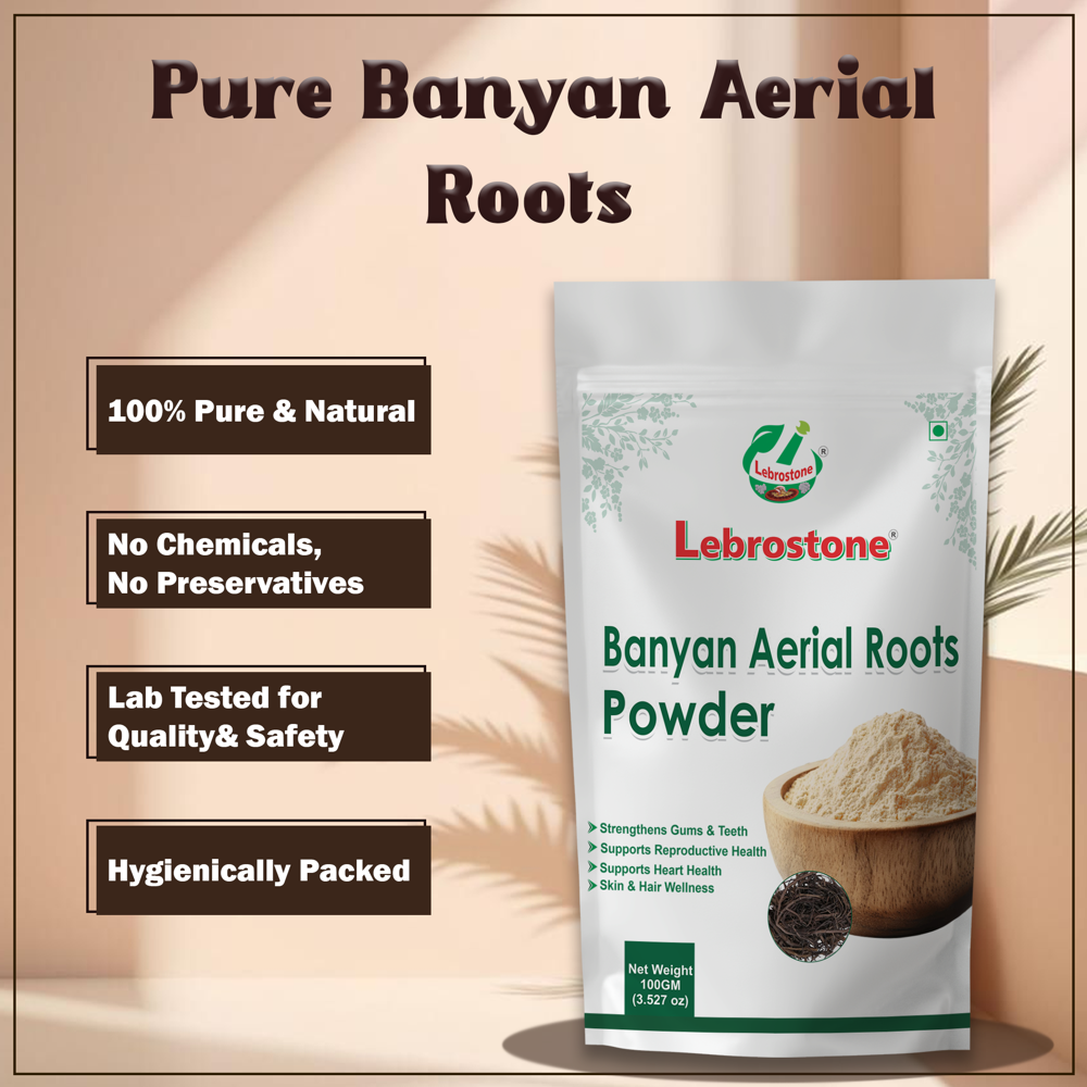 Lebrostone Banyan Aerial Roots Powder | Strength & Stamina Support | Ayurvedic Wellness Herb|100g