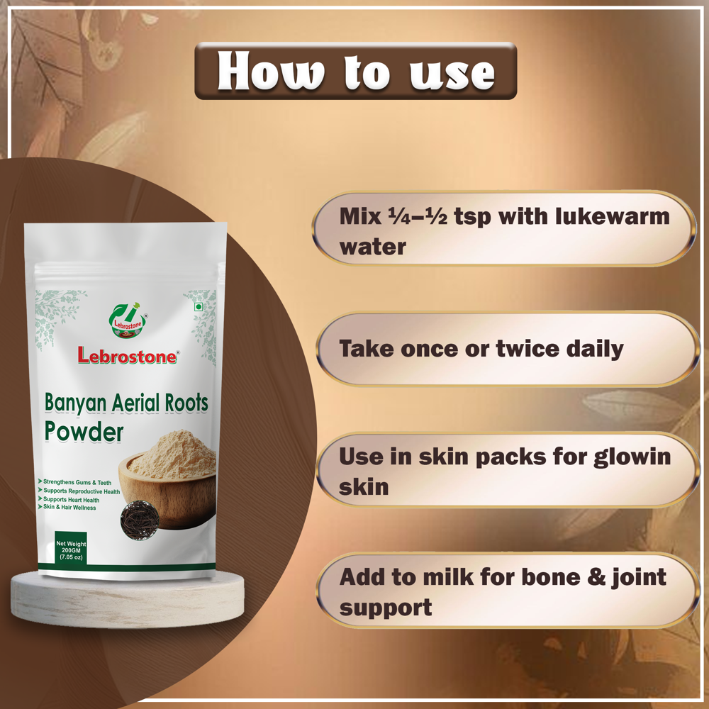 Lebrostone Banyan Aerial Roots Powder | Strength & Stamina Support | Ayurvedic Wellness Herb|200g