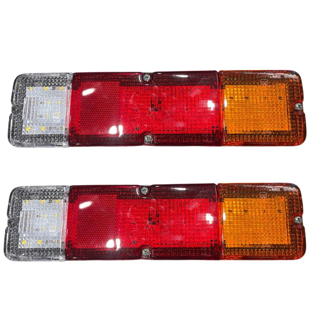 K D Universal Led Tail Light Assembly For Commercial Vehicles | Truck, Pickup, Tempo, Tractor, Tipper, Trailer | Red Amber White - Body Material: Plastic