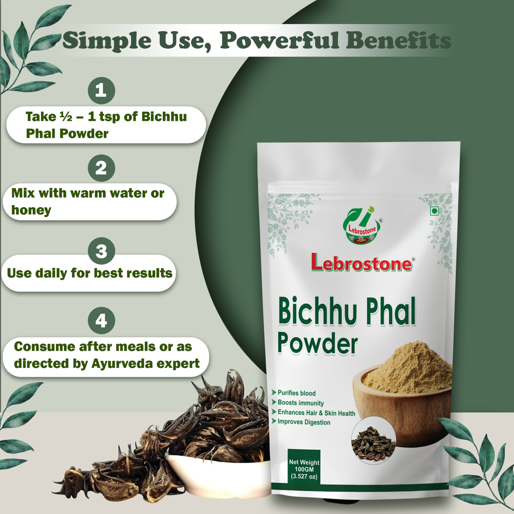 Lebrostone Bichhu Phal Powder  Digestive, Urinary & Liver Health with Immunity Support|100g