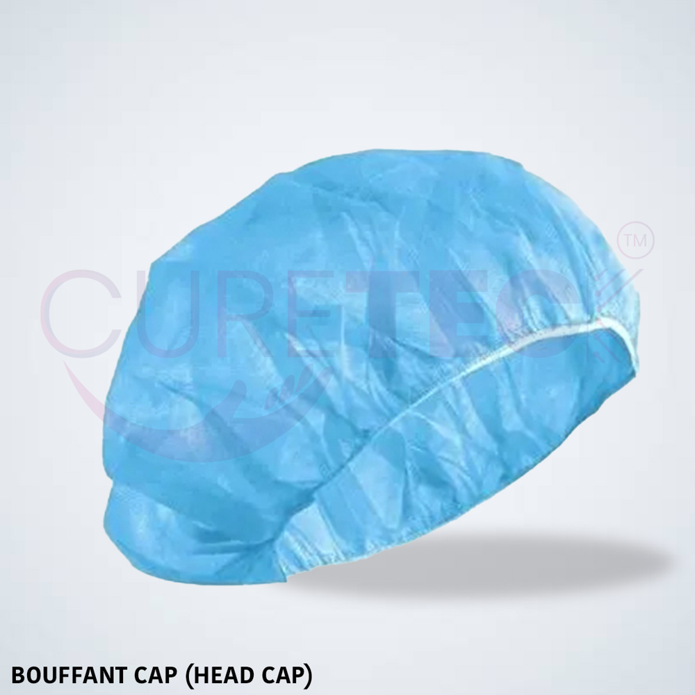 Disposable Bouffant Cap - Non-woven Fabric, Free Size, Soothing Blue Color | Unisex, Round Shape, Portable, Easy To Use