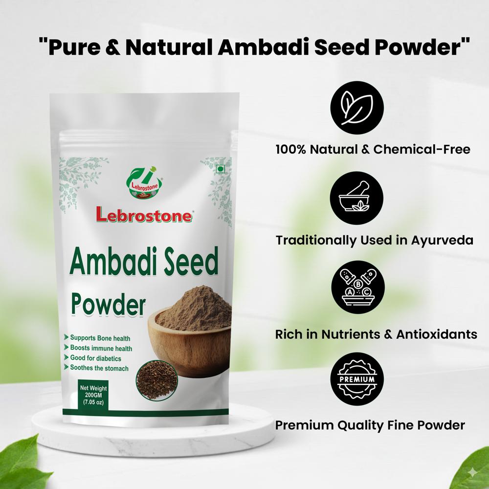Lebrostone Ambadi Seed Powder | Supports Heart, Blood Pressure, Digestion & Skin Health(200g)