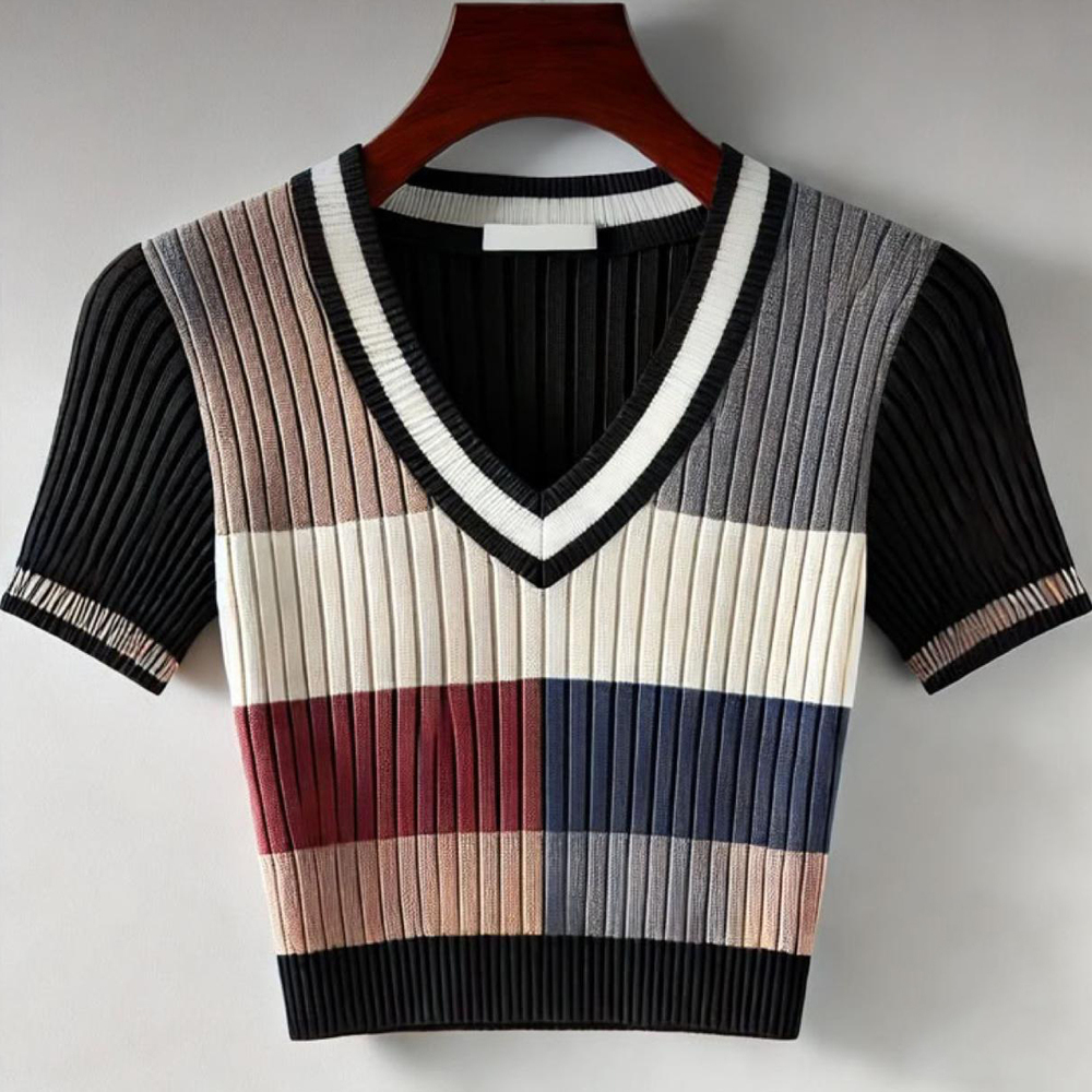 Short Sleeves Knit Crop Top