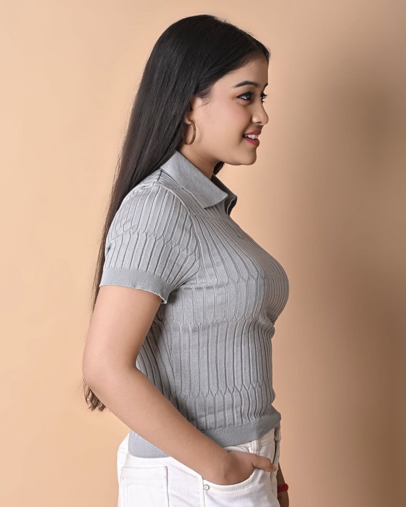 Women Grey Crop Top