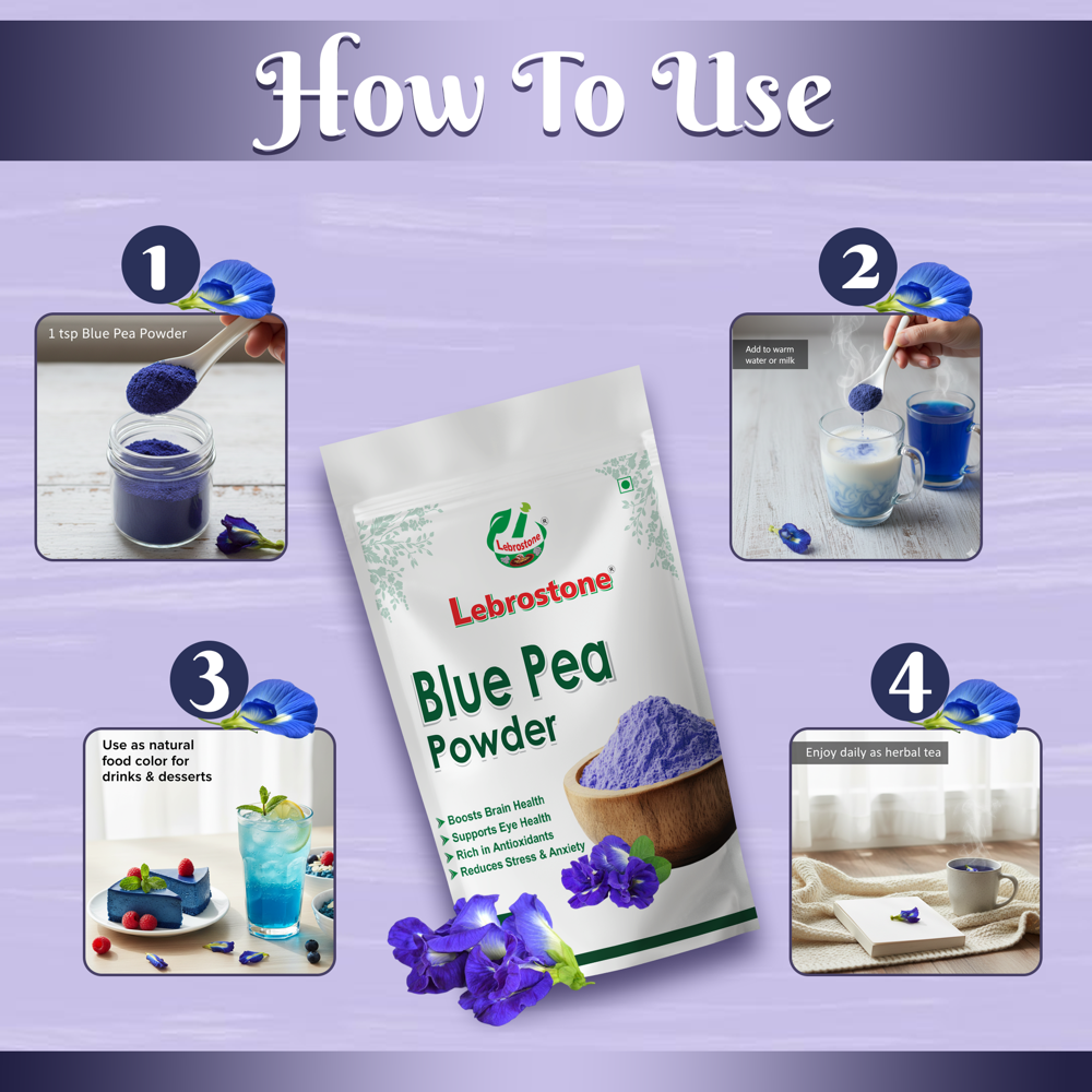 Lebrostone Blue Pea Powder | Stress Relief, Natural Detox & Heart Health Support|100g