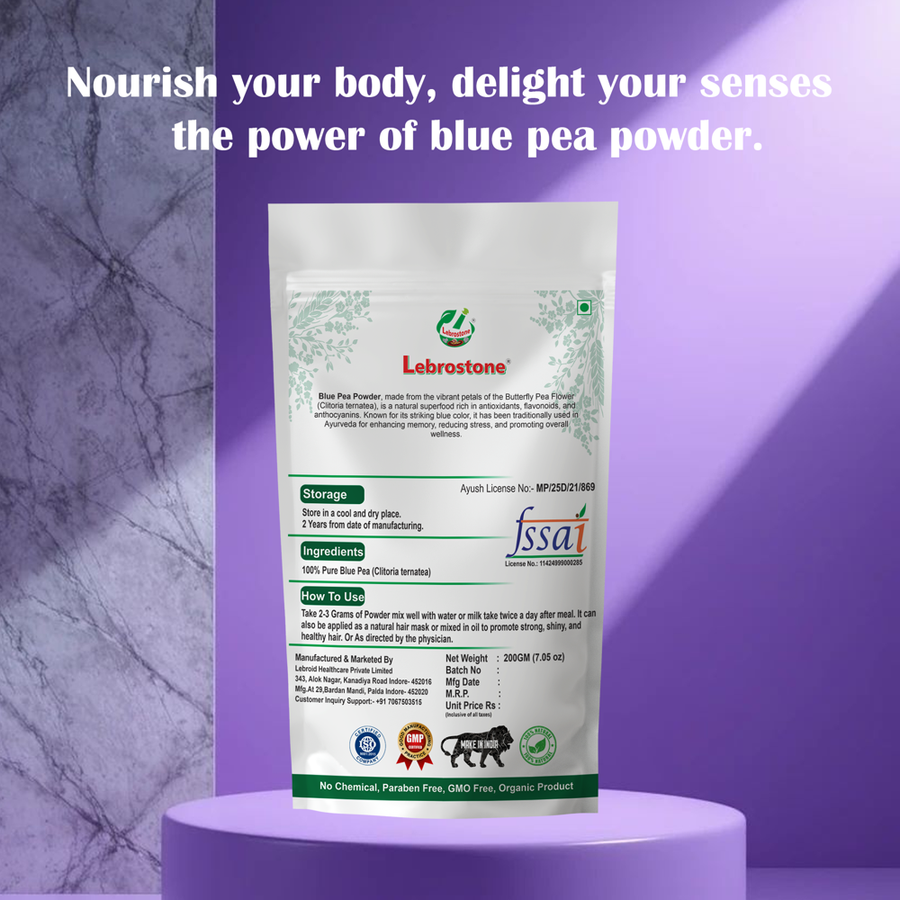 Lebrostone Blue Pea Powder  Hair & Skin Care, Eye & Brain Boost, Detox Support