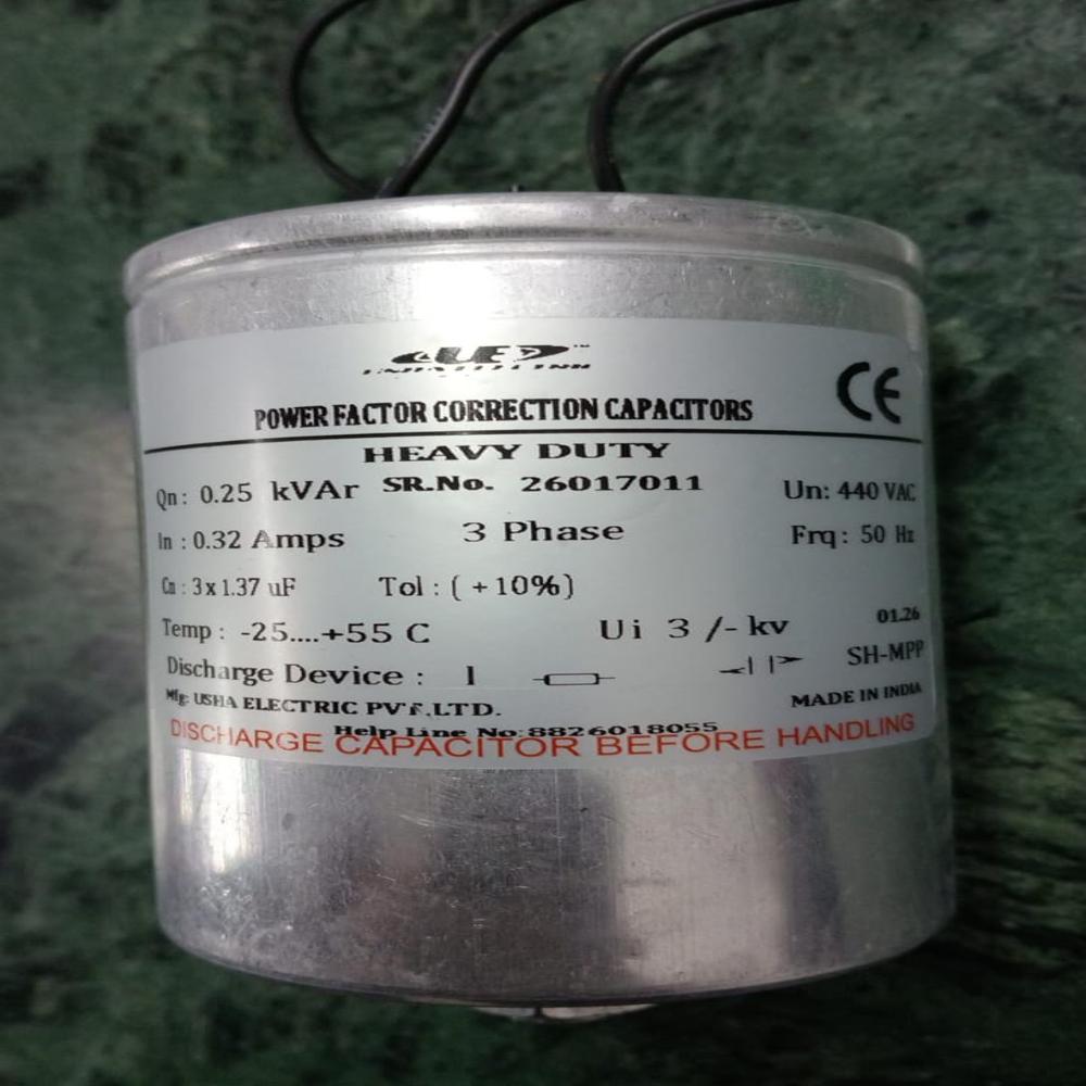 0.25 Kvar 440 Volt 3 Phase Cylindrical Type Capacitor