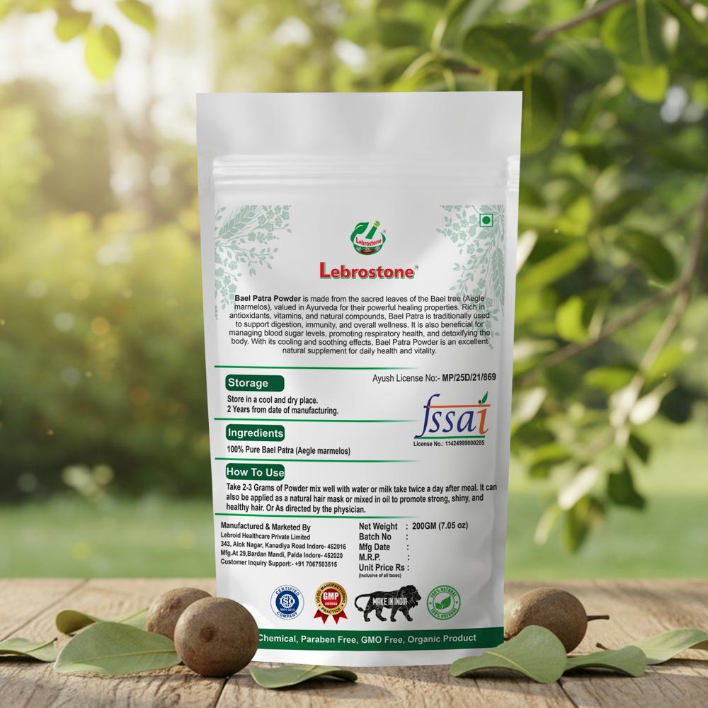 Lebrostone Pure Bael Patra Powder  | Ayurvedic Digestive, Detox & Wellness Support|200g
