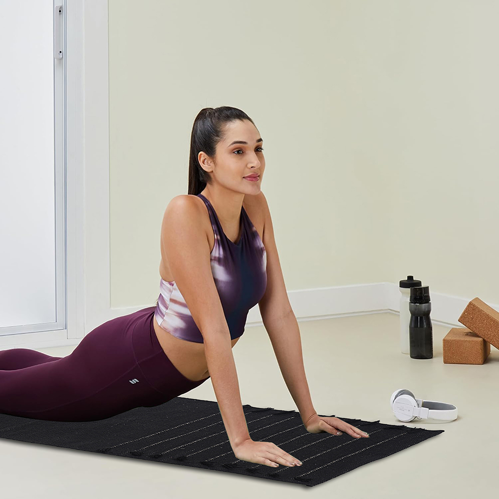 Black Cotton Yoga Mat