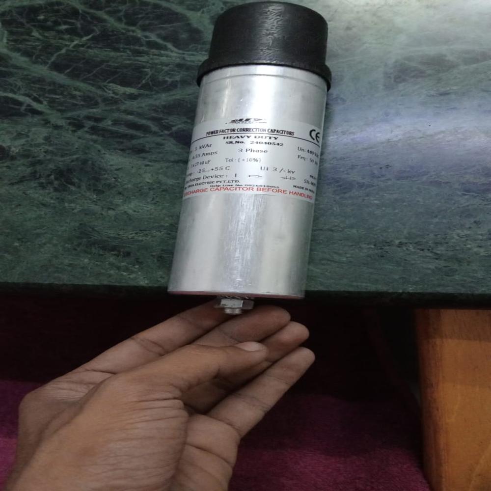 5 Kvar 440 Volt 3 Phase Cylindrical Type Capacitor - Color: Grey