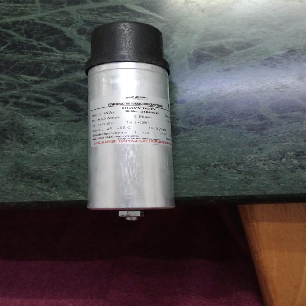 5 Kvar 440 Volt 3 Phase Cylindrical Type Capacitor - Color: Grey