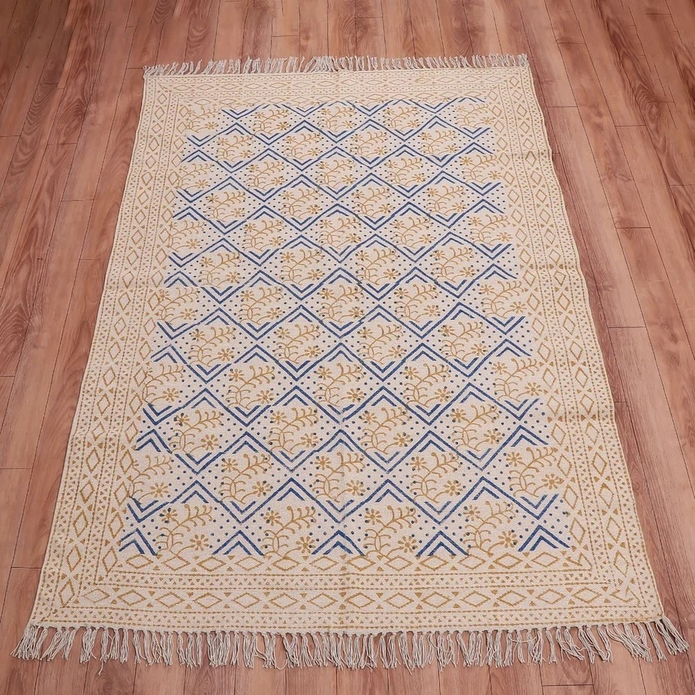 Fancy Cotton Hand Block Print Rugs