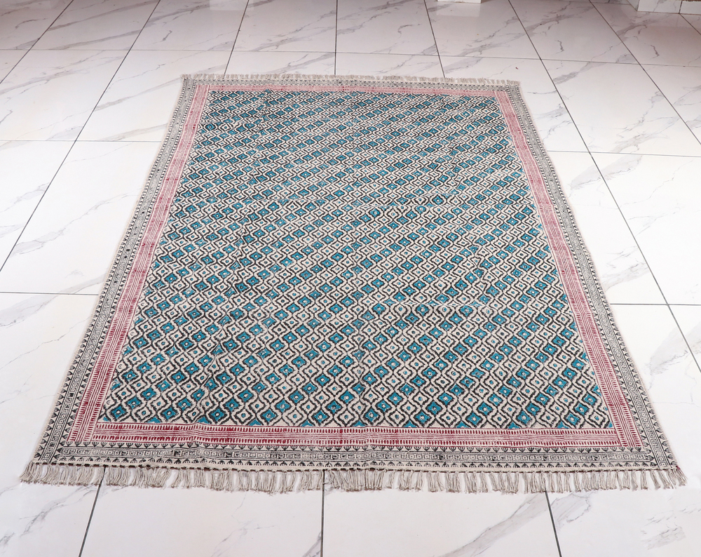 Fancy Cotton Hand Block Print Rugs