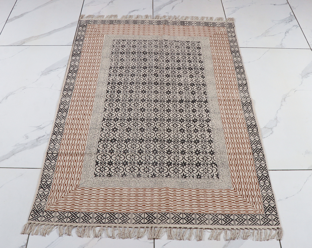 Fancy Cotton Hand Block Print Rugs