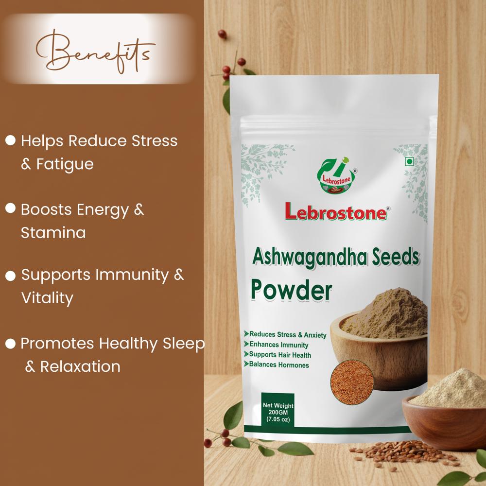 Lebrostone Ashwagandha Seeds Powder | Reduces Stress & Fatigue, Boosts Energy & Immunity|100g