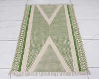 Jaipuri Designer Cotton Hand Block Print Rugs - Color: Multicolor With Traditional Motifs