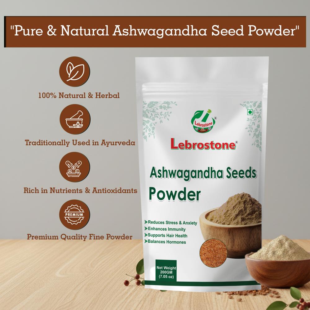 Lebrostone Ashwagandha Seeds Powder | Reduces Stress & Fatigue, Boosts Energy & Immunity|100g