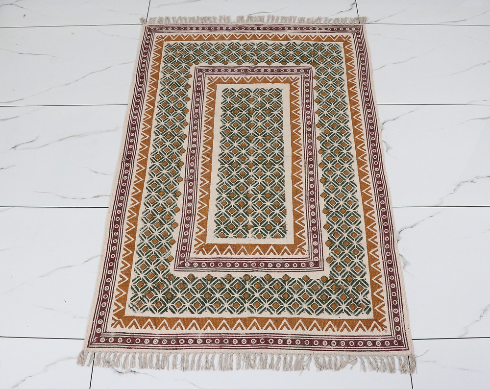 Jaipuri Designer Cotton Hand Block Print Rugs