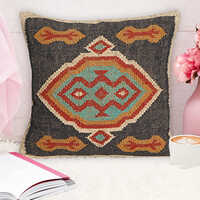 Designer Wool Jute Cushion Cover - Color: Beige