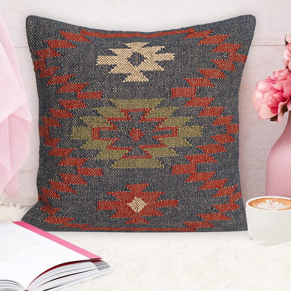 Designer Wool Jute Cushion Cover
