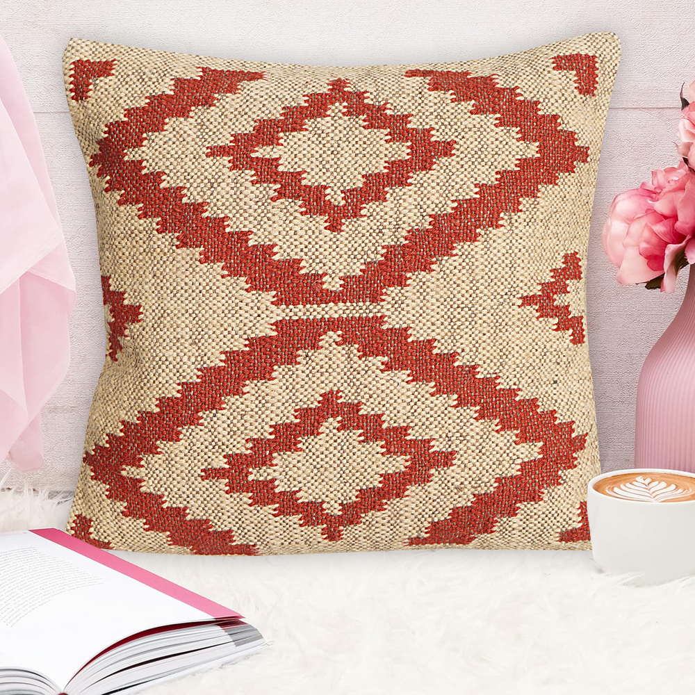 Fancy Wool Jute Cushion Cover