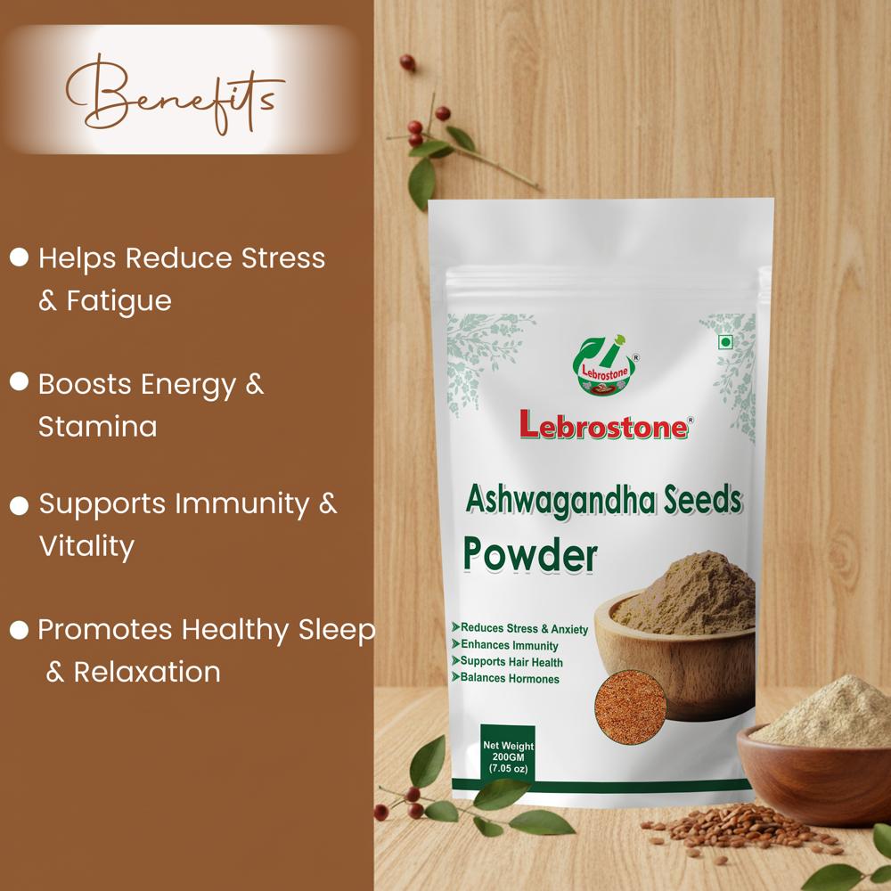 Lebrostone Ashwagandha Seeds Powder | Reduces Stress & Fatigue, Boosts Energy & Immunity|200g