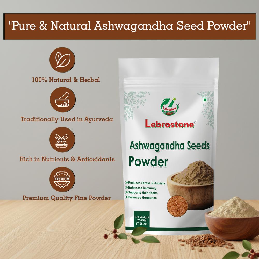 Lebrostone Ashwagandha Seeds Powder | Reduces Stress & Fatigue, Boosts Energy & Immunity|200g