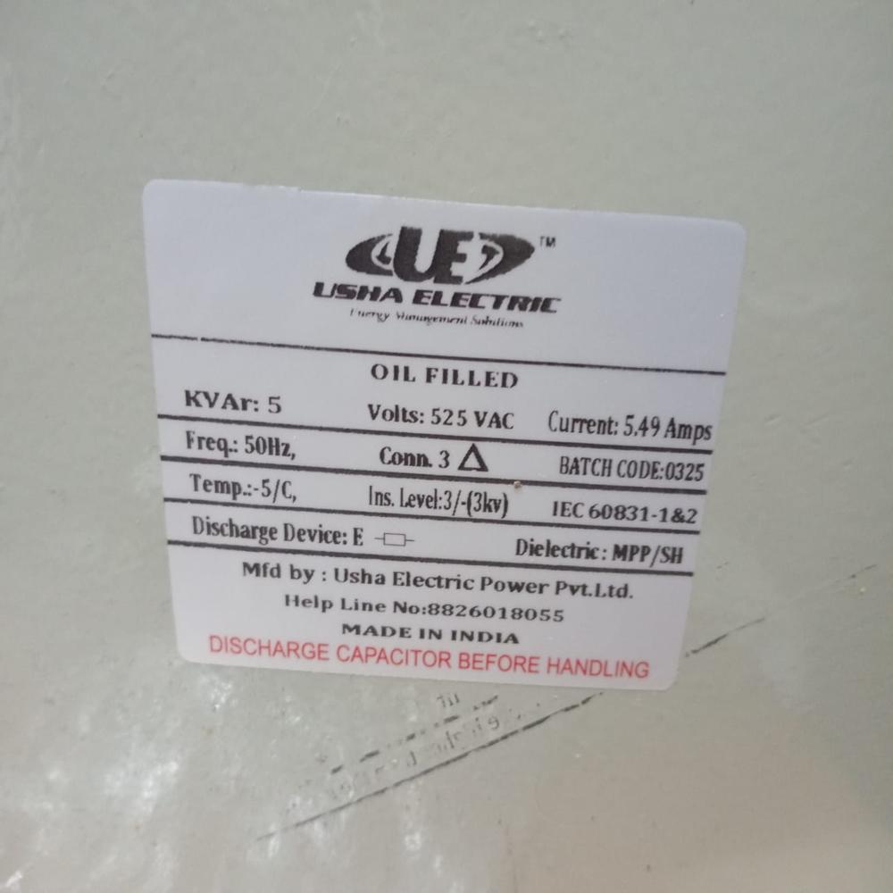 5 Kvar 440 Volt 3 Phase MPP  Heavy Duty Oil Filled Square Type Capacitor