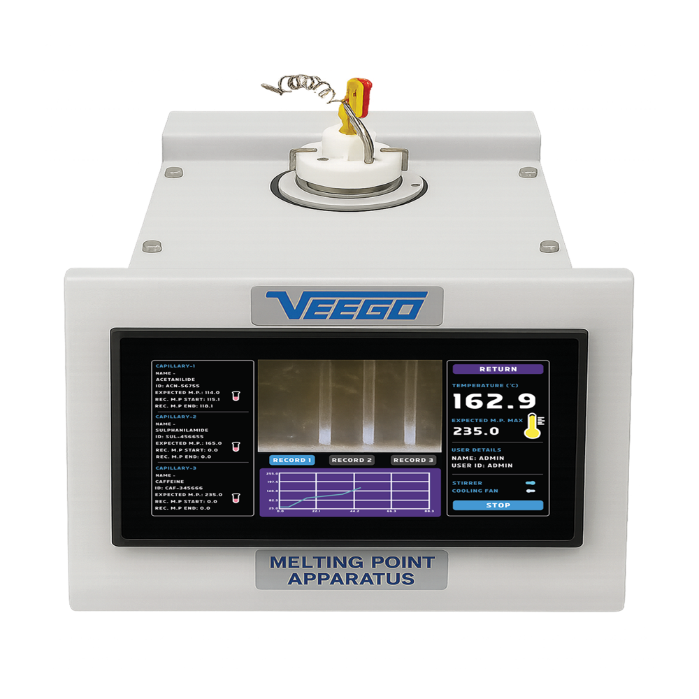 Veego Melting-boiling Point Apparatus With Recording - Powder-coated Mild Steel, 30 Cm Height | High-resolution Camera, Touch Screen, Microprocessor Control, Data Logging, Usb & Printer Connectivity