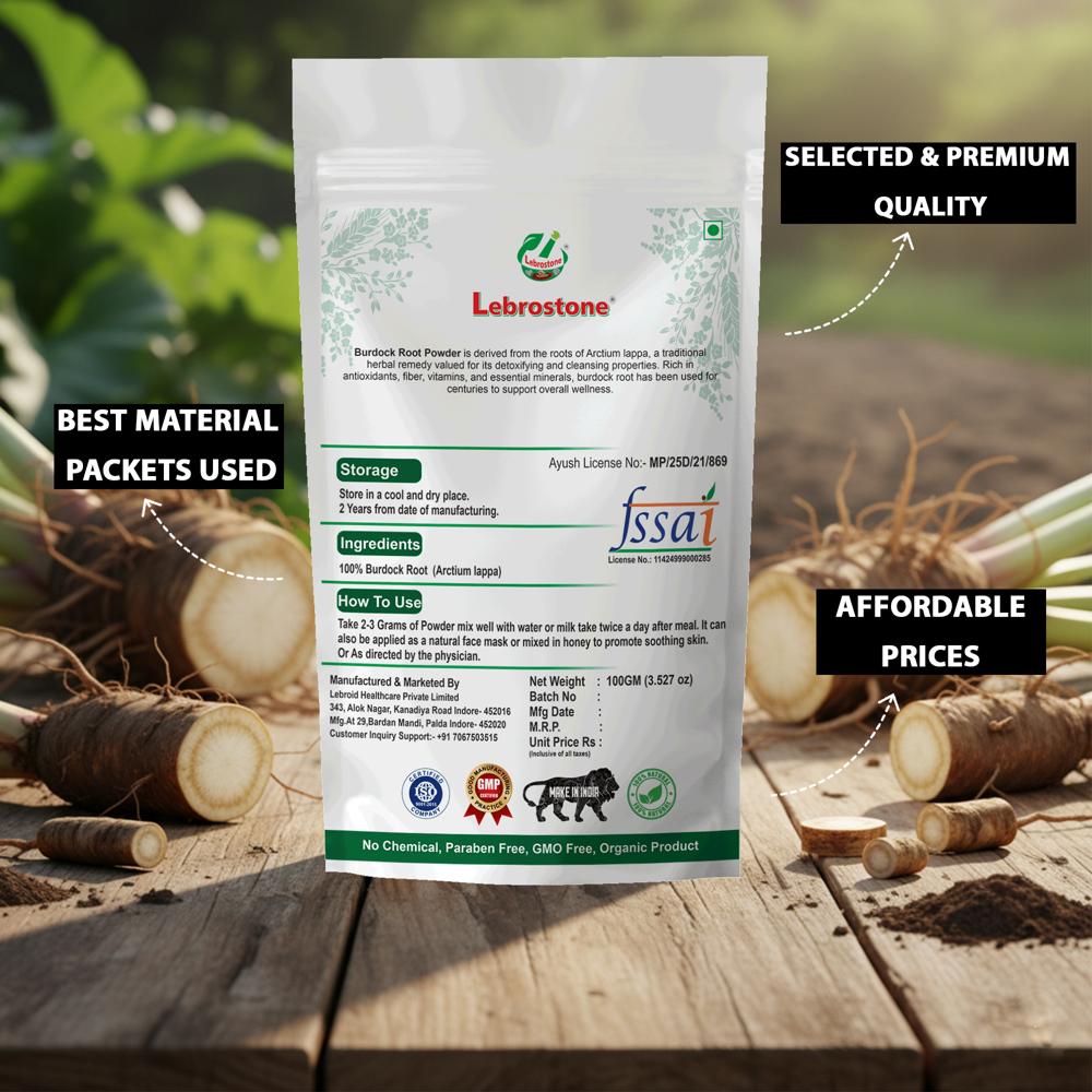 Lebrostone Burdock Root Powder | Skin Care, Blood Sugar Balance & Digestive Support|100g