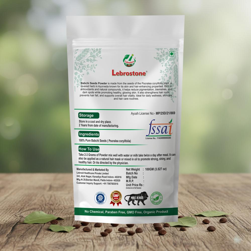 Lebrostone Babchi Seeds Powder Natural Remedy for Pigmentation, Skin Glow & Gut Health(100g)