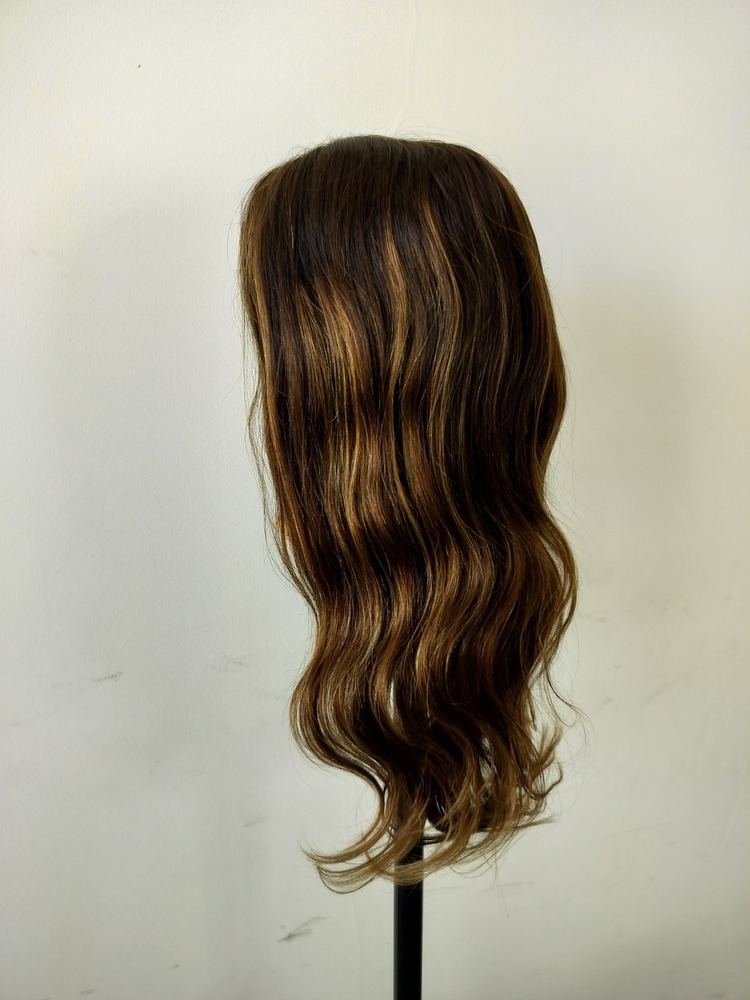 Highlighted Natural Straight Hair Topper Wig