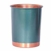 Colored Copper Glass - Pure Copper 200ml, Blue Coated, Polished, Stackable, Smooth Rim