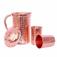 Hammered Copper Jug Glass Set