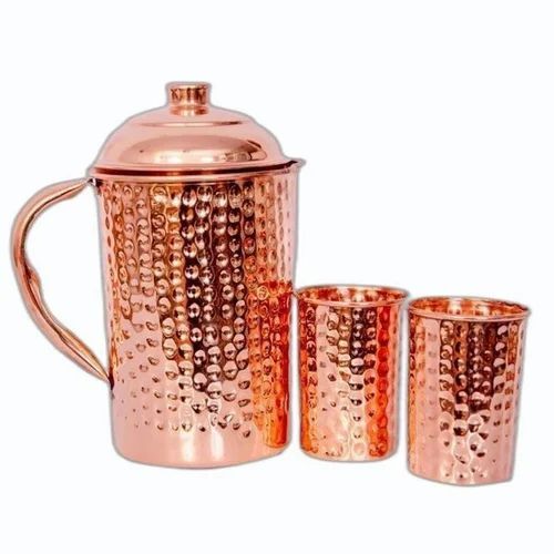 Hammered Copper Jug Glass Set