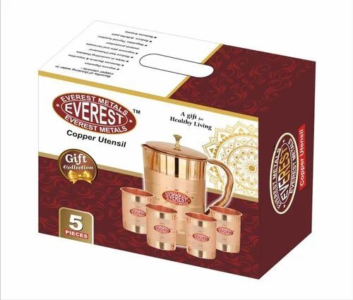 Copper Jug And 4 Glass Gift Set