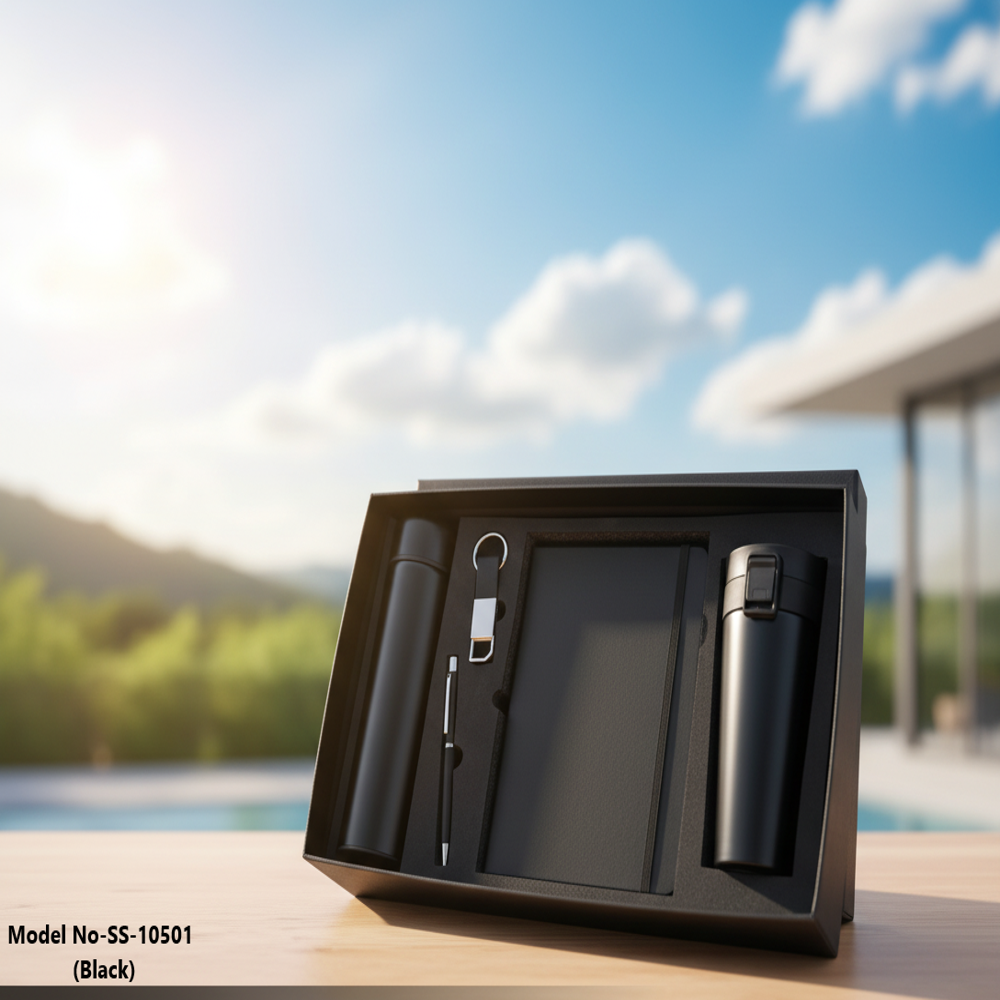 Premium Luxury Executive Corporate Gift Set with  Flask,Tumbler, Notebook, Pen & Keychain (SS-10501)